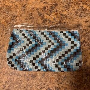 Blue and black checkerboard makeup
